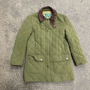 Lauren Ralph Lauren Diamond-Quilted Suede Collared Coat Green Womens small